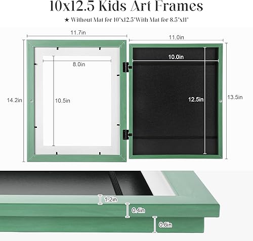 Miniatura 247 de [Paquete de 2] Marcos de arte para niños, marcos de arte para niños, de 8.5 x 11 pulgadas, con apertura frontal, intercambiables, marco de Crema