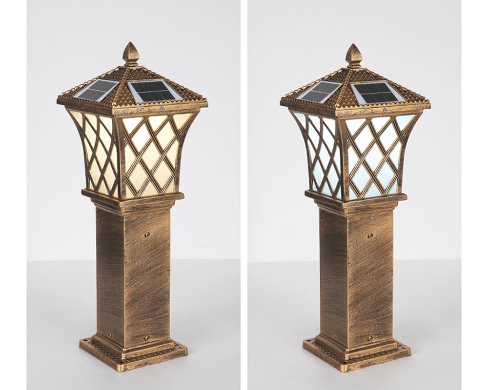 Lampadaire Solaire Extérieur en Bronze avec Télécommande, Idéal pour L'Éclairage De Jardin, Cour, Terrasse Ou Allée.