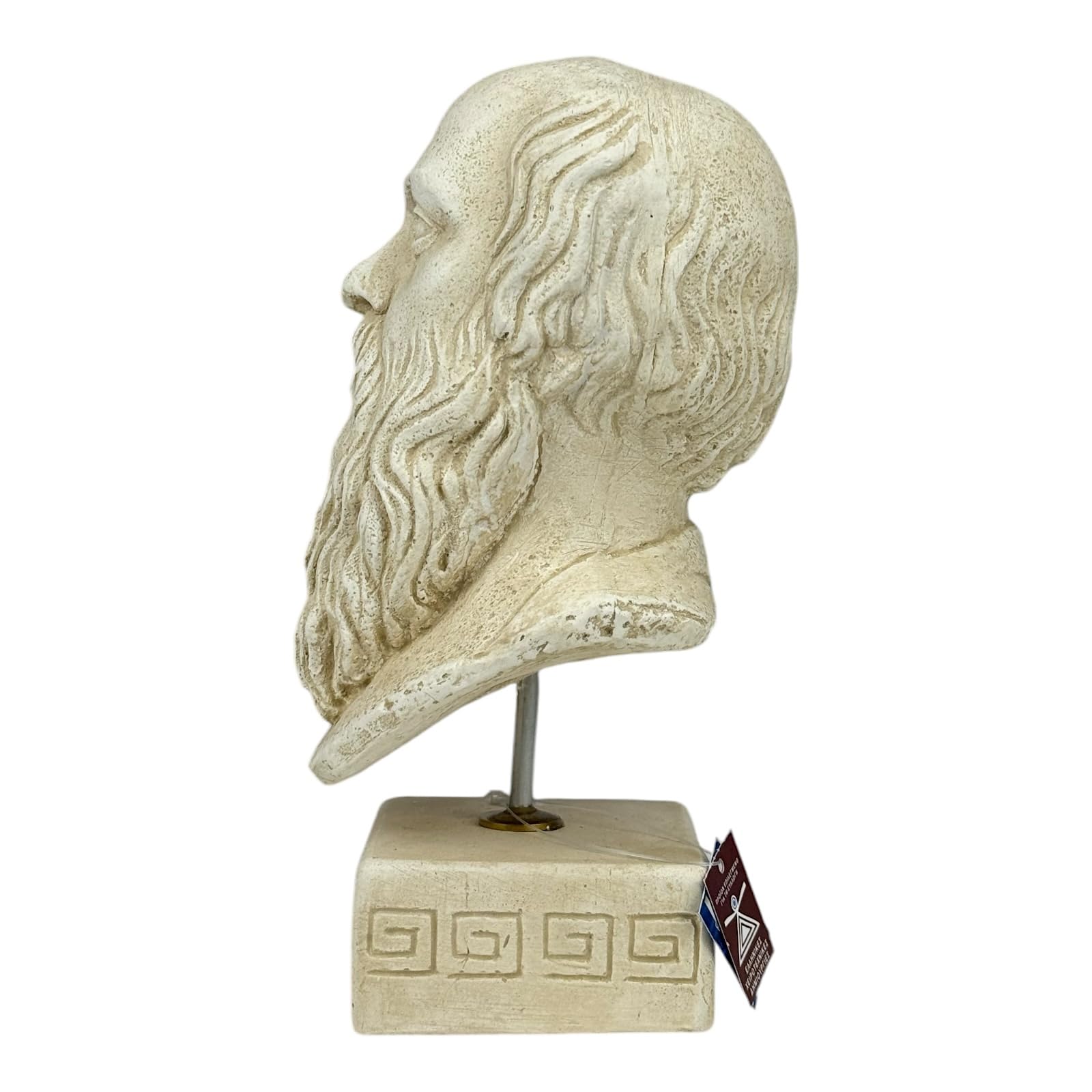 Sócrates - Cabeza de filósofo griego antiguo, piedra fundida, color beige