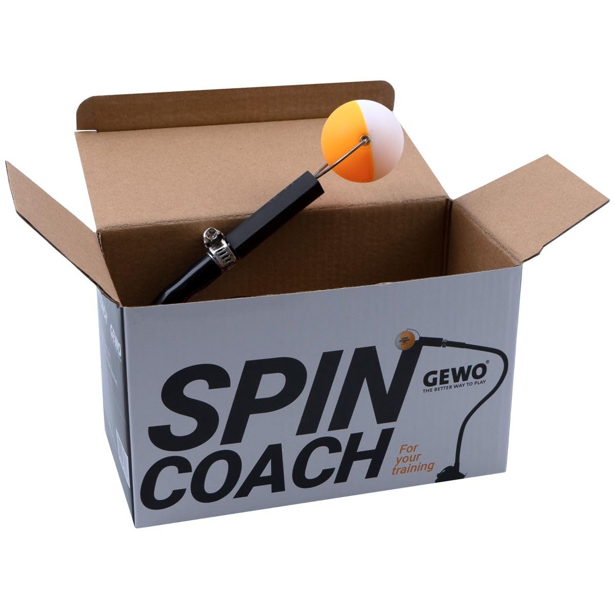 GEWO Spin Coach Tischtennis Spintrainer - Trainingshilfe mit Saugnapf & flexiblem Arm - Ping Pong Ball für Spin-Übungen - Perfekt für Kinder & Erwachsene - Tischtennistrainer für Zuhause