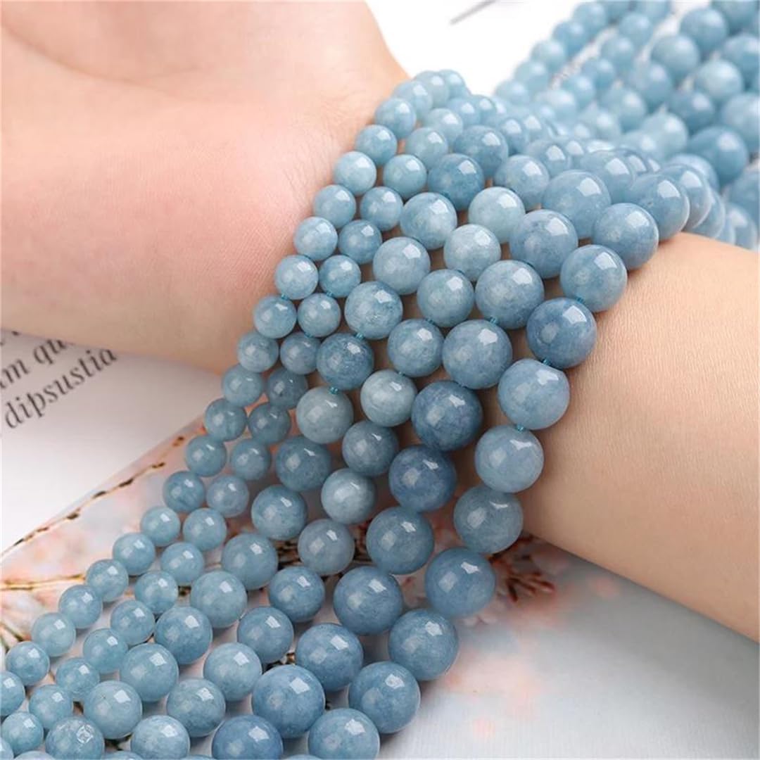 4, 6, 8, 10 mm, cuentas espaciadoras redondas de piedra natural azul para joyas, collares, pulseras, manualidades