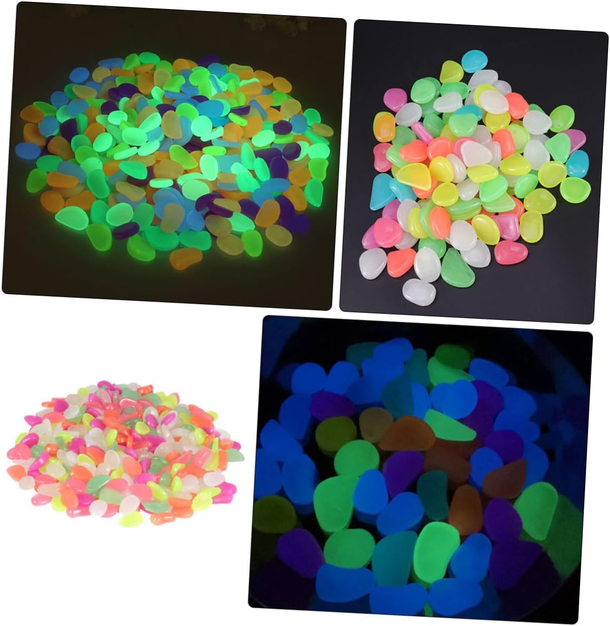 COLLBATH Plastic Stone Decor for Aquarium 600pcs Luminous Pebbles Fish Tank Ornament