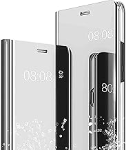 Nodigao Coque pour Samsung Galaxy A52 / A52S 5G Smart Antichoc Miroir Dur avec Support Clapet Design Drôle Étui Bumper Kickstand Case Cover Housse - Silve