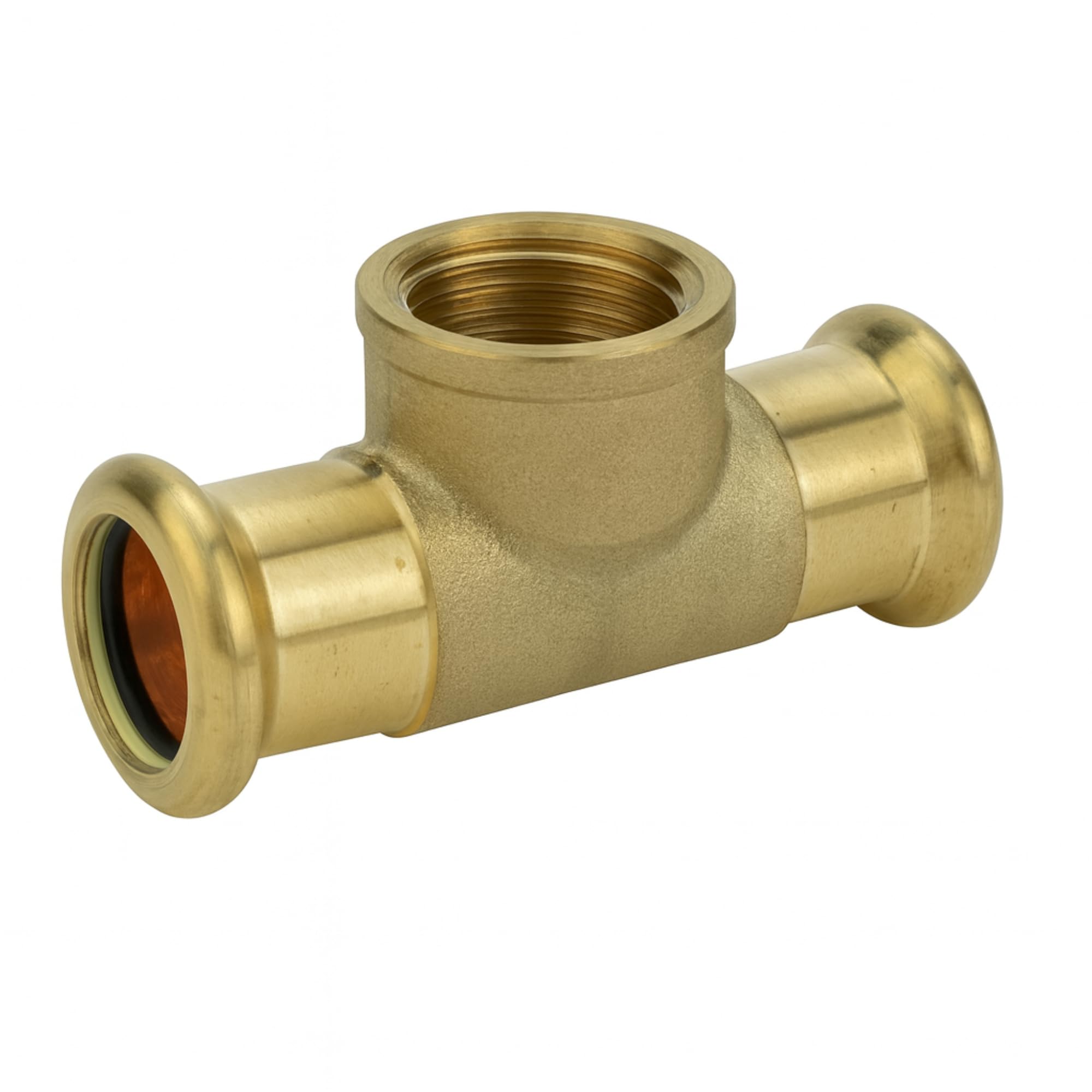 Westco Press Fitting Tee 28x28x1/2 CxCxFI – DZR Brass, Water Press Connector, Female BSP Branch