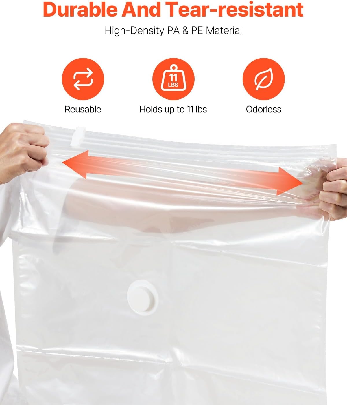 VEVOR Vacuum Storage Bags, 15 Pack Space Saver Seal Bag(3 Jumbo/3 Large/3 Medium/3 Small/3 Roll), Compression Airtight Zipper Space Bags with Electric Pump, for Cloth, Bedding, Blanket, Pillow, Travel
