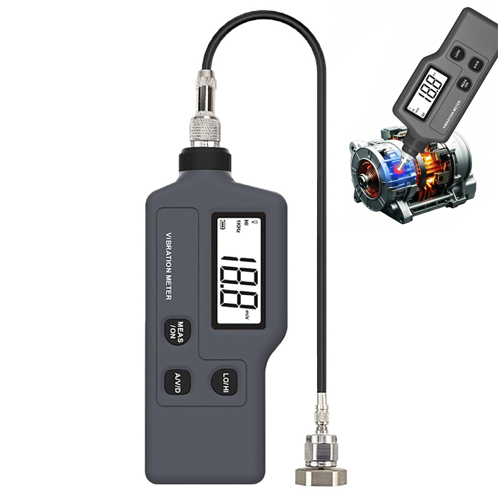 CHANGLKJ Handheld Vibrometer, Portable Vibration Meter, Mechanical Vibration Tester, Acceleration 0.1–199.9 M/s², Velocity 0.1–199.9 Mm/s, Displacement 0.001–1.999 Mm, for HVAC, Motors, Engines