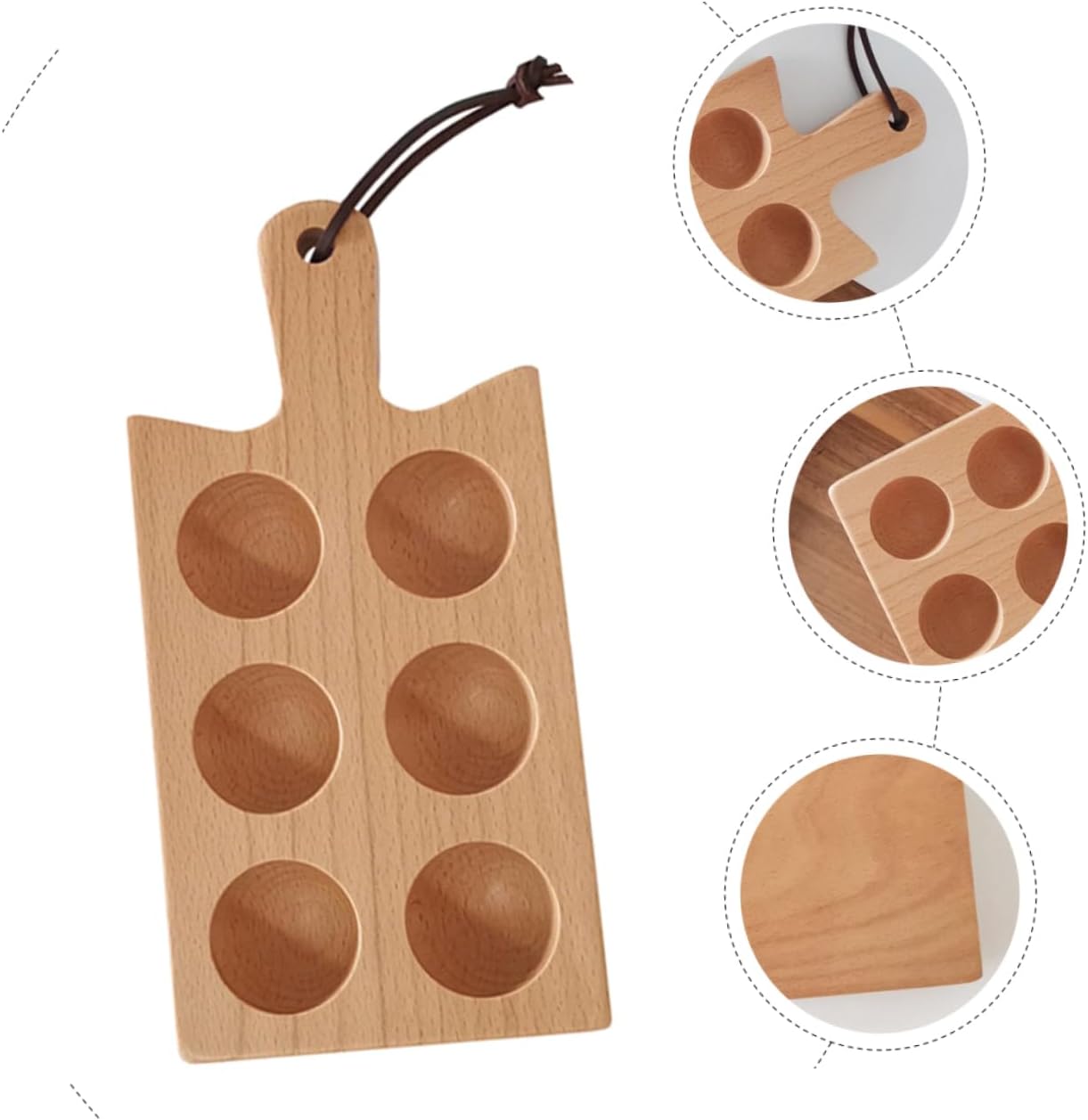 5pcs Six Compartment Egg Tray Simple Egg Rack Egg Holder for Fridge Wood Serving Platters Egg Storage Platter Deviled Egg Dish Egg Dispenser Rack Egg Organizer Wooden Shelf Desktop