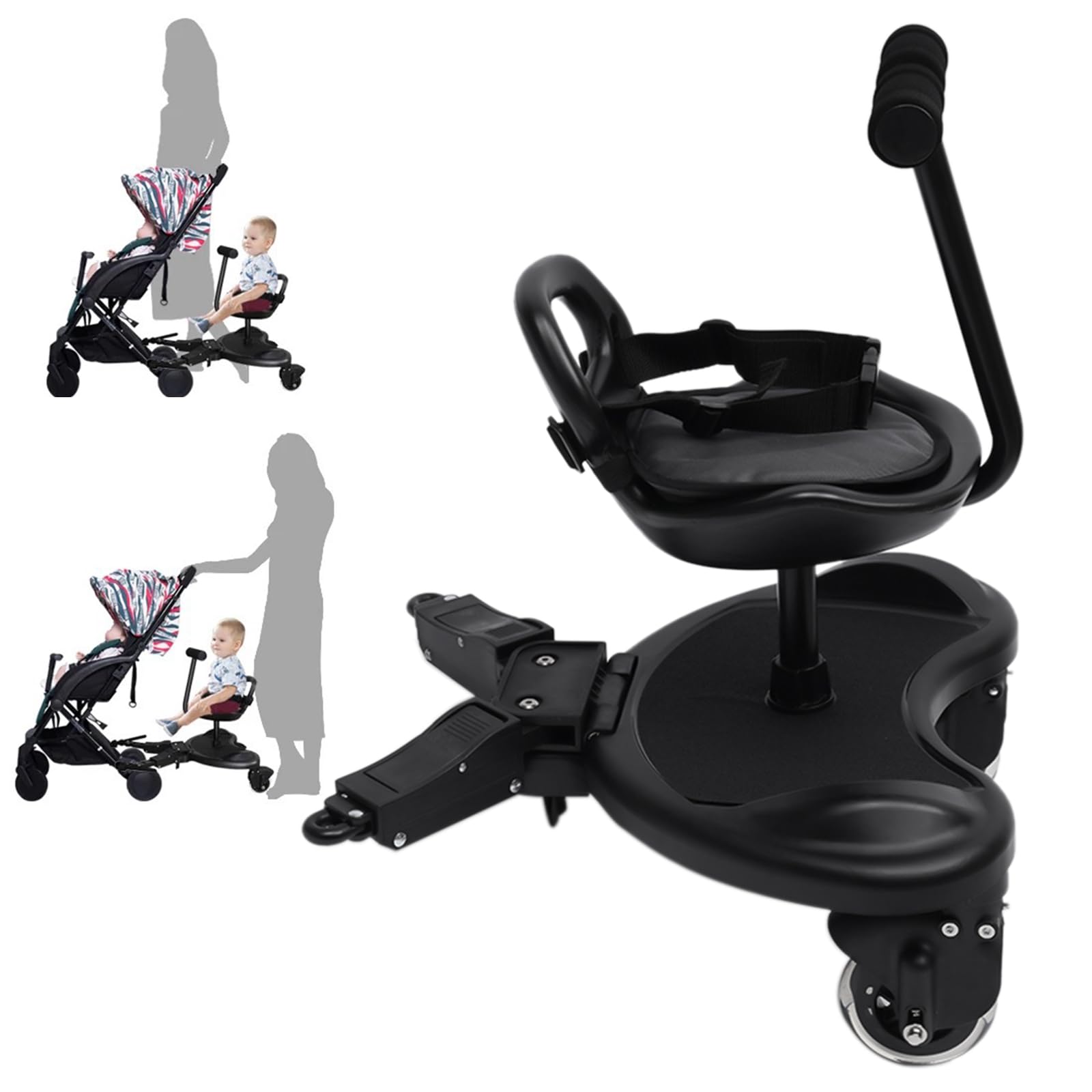 POAdwhmnr New-Universal Stroller Board with Detachable Seat, Stand Stroller Glider Board
