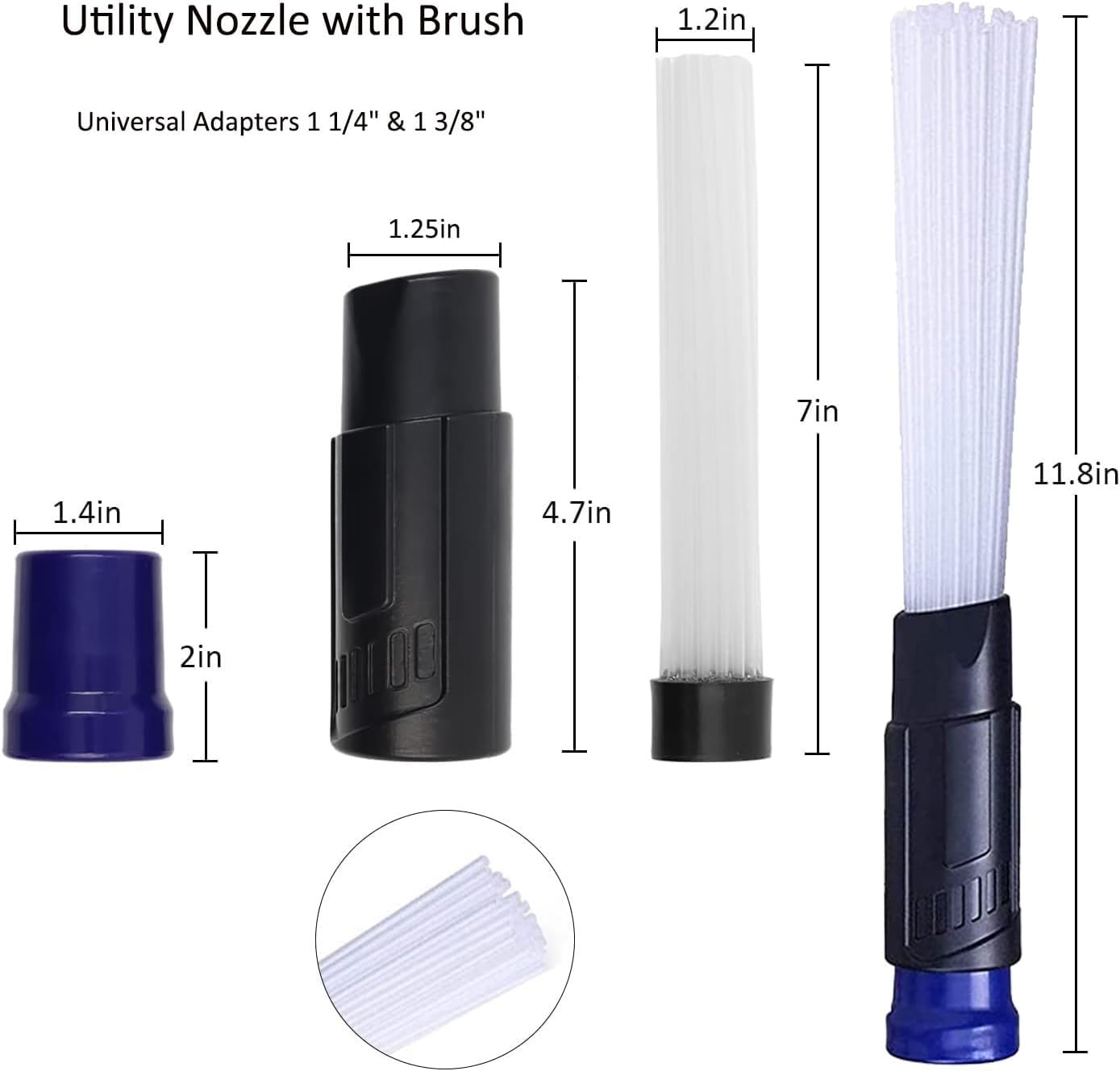14 accesorios universales para aspiradora para accesorios de aspiradora de tienda, adaptador de manguera de 1 1/4 a 2 1/2 pulgadas, kit de limpieza de vacío de 1 a 1 7/8 pulgadas, accesorios