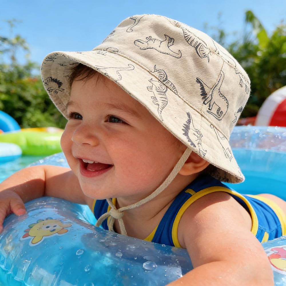 XIAOHAWANG Baby Boy Sun Hat Infant Toddler Dinosaur Bucket Hats Summer Baby Boys Beach Caps — view 2