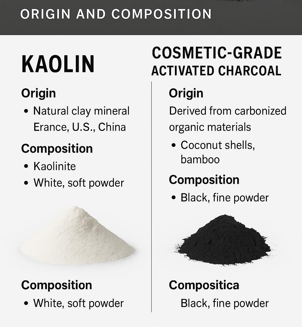 Activated Charcoal & Kaolin Clay Powder – 250g | Natural Detox Blend for Face Masks, Acne, Oily Skin, and DIY Skincare | Deep Pore Cleansing & Oil Control