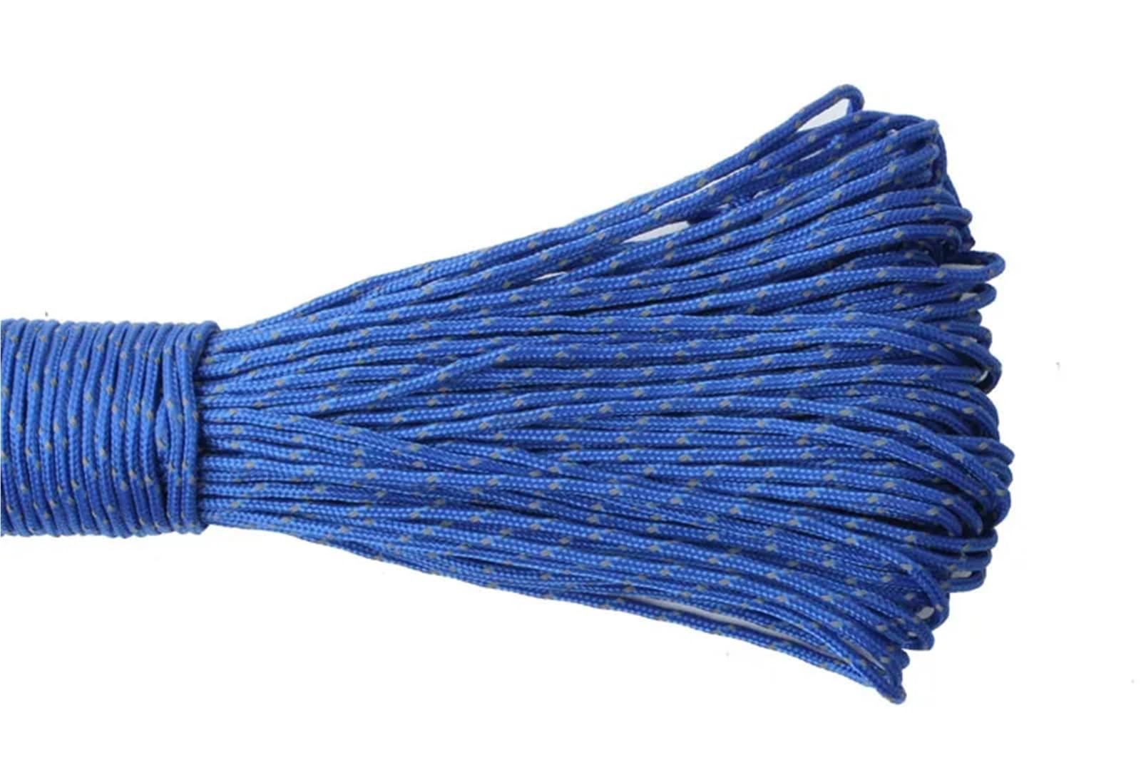 Paracord 2mm Reflective Paracord 3 Strand Core For Survival Parachute Cord Lanyard Camping(2mm blue,50meters)