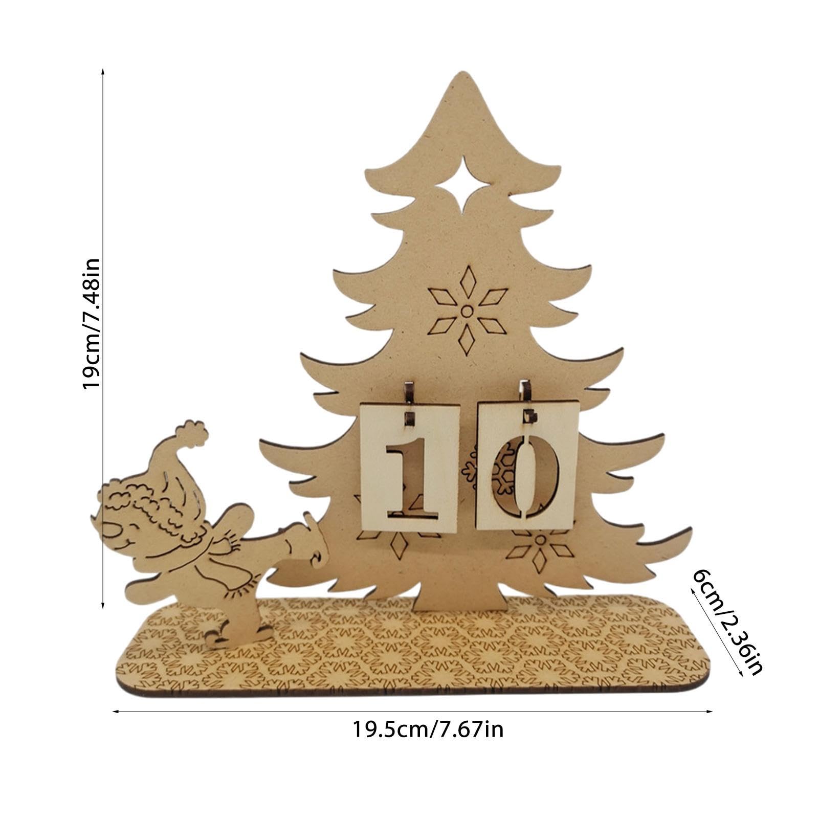 Calendario Dell'avvento In Legno Con Blocchi Numerici E Luci LED – Conto Alla Rovescia 32 Giorni Fino A Natale, Decorazione Rustica 25x18x5 Cm
