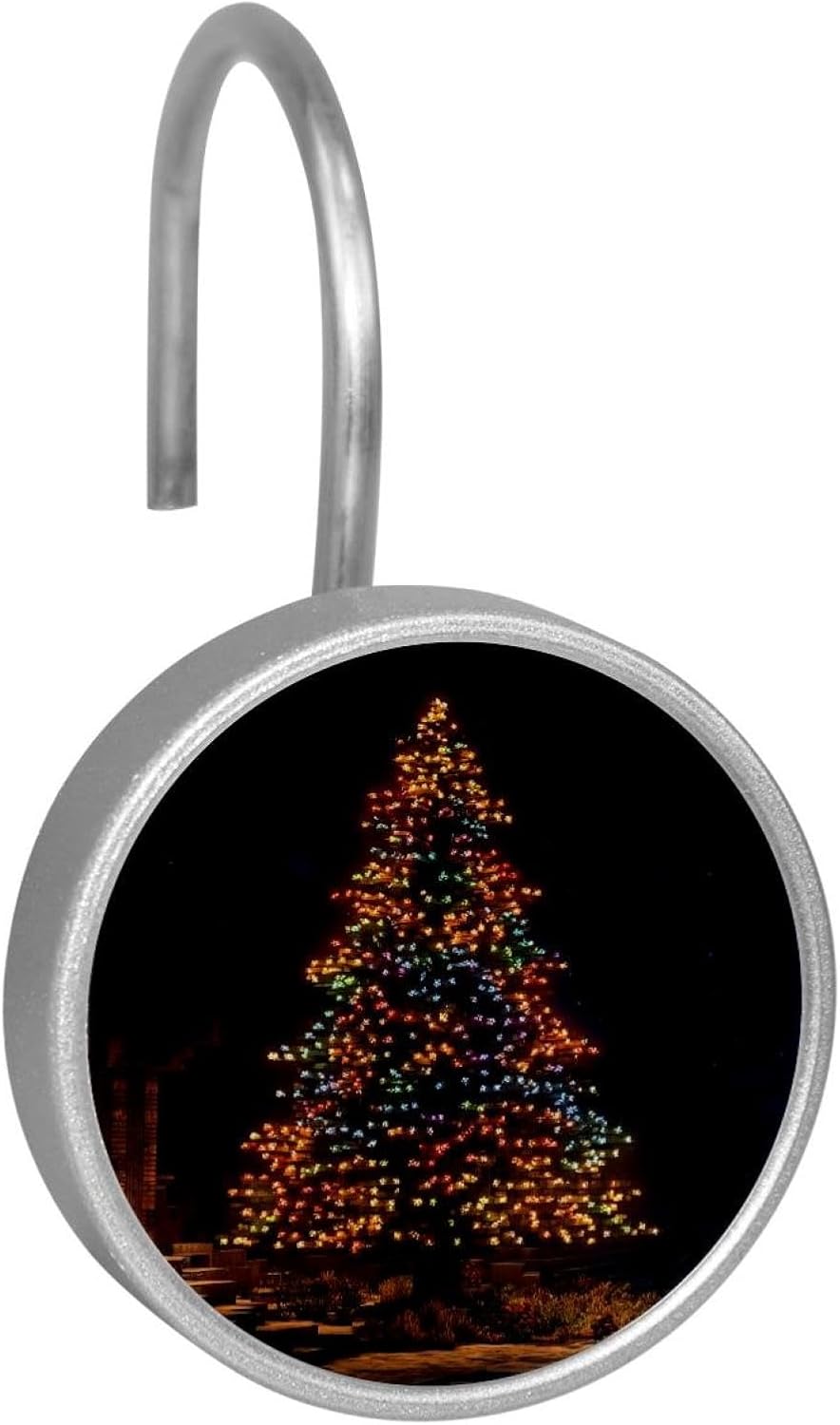 Set of 12 Christmas Tree (2) Shower Curtain Hooks, Stainless Steel Shower Hangers for Bathroom, Rustproof Decorative Shower Rings for Bedroom Living Room Shower Curtain Rod