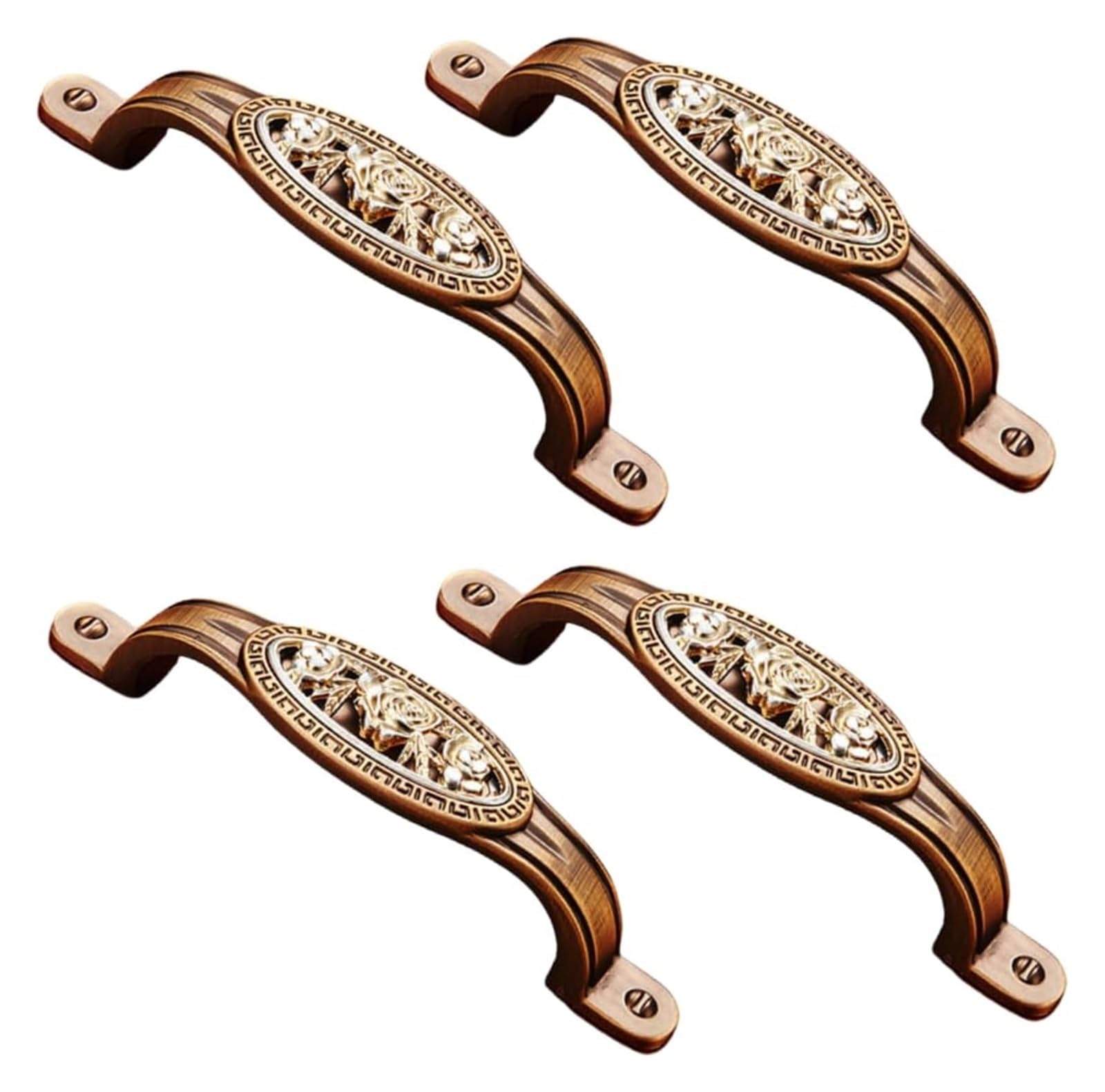 NLQCSXWEP Zinc Alloy Cabinet Bow Handle, Zinc Alloy and Ceramic Cabinet and Drawer Handles Pack of 4 Multicolor(96mm Antique Silver)