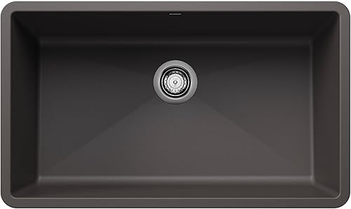 Vista 13 de BLANCO 443121 PRECIS SILGRANIT Fregadero de cocina de montaje inferior super sencillo 32" de largo X 19" de ancho - Gris volcán