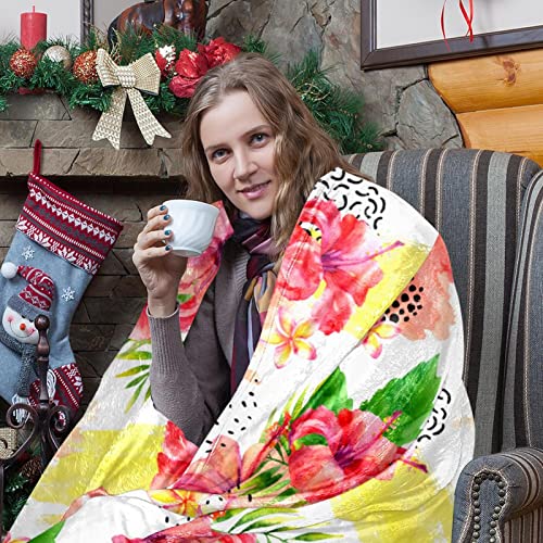 Vbfofbv Bed Blanket Nap Blanket Decorative For Bedroom Sofa Floor, Hawaiian Flower Summer Stripe Modern #TOP5