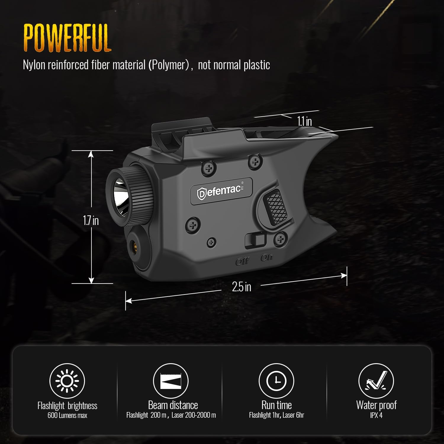 Defentac 600 Lumens Pistol Light Laser Combo is Compatible with SIG Sauer P238/ P938 Only