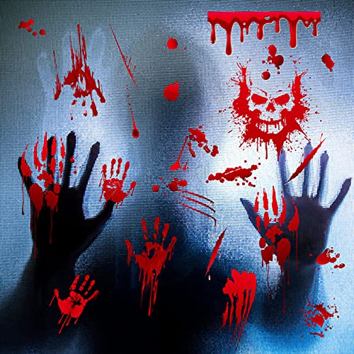 Scary Halloween Wall Decals, Removable Halloween Wall Stickers, Bloody Handprint, Halloween Party Decorations Window Wall Murals Poster Floor Clings, Vampire Zombie Party Decorations Supplies #TOP29