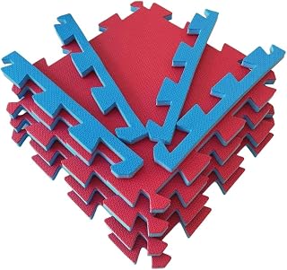 Kit 10 Tatames 50x50 20mm Econômico (Azul e Vermelho)