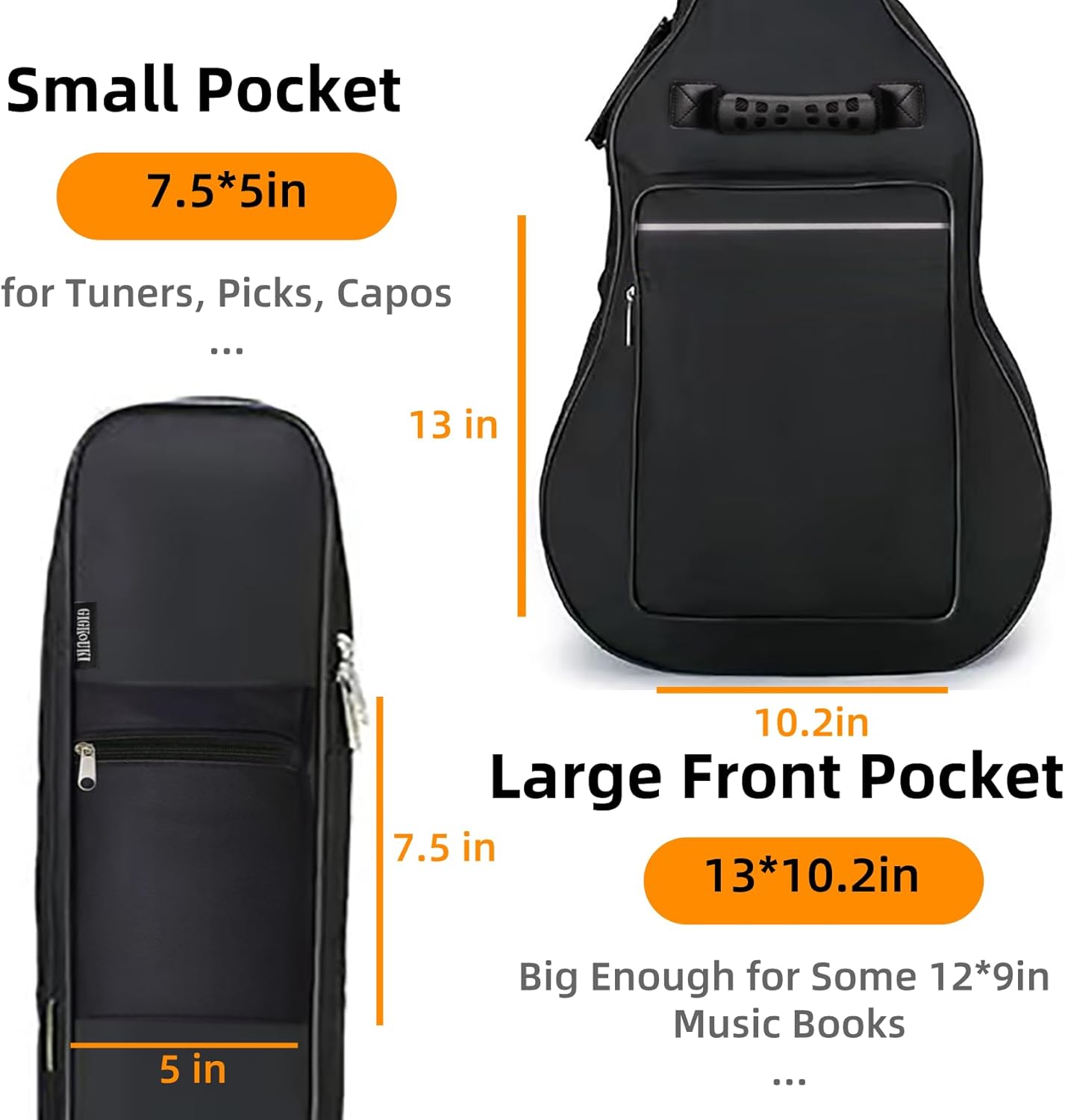 GIGKOUKI 40 41 Inch Acoustic Guitar Case Soft 0.35" Padded Guitar Bag, Waterproof Guitar Gig Bag Classical with Back Hanger Loop and Shoulder Strap