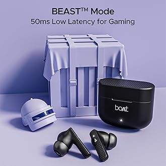 boAt Airdopes 91 in Ear TWS Earbuds with 45 hrs Playtime, Beast Mode with 50 ms Low Latency, Dual Mics with ENx, ASAP Charge, IWP Tech, IPX4 & Bluetooth v5.3(Active Black)