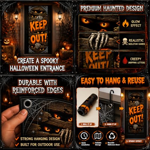 Image of Halloween Door Decorations - Halloween Keep Out Door Cover