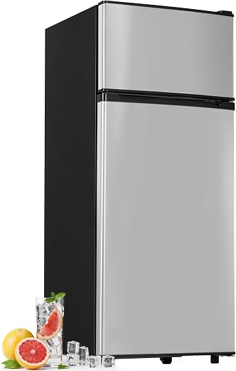 Manastin 4.5cf Mini Fridge for Dorm/Office Quiet 2-Door Adjustable