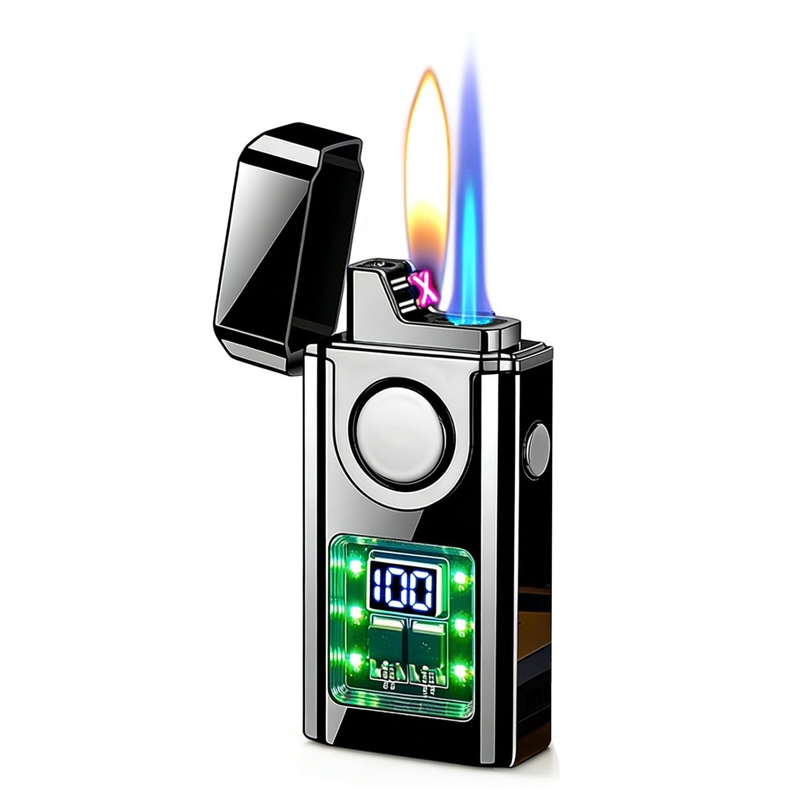 Encendedor controlado por voz recargable resistente al viento con 3 modos de llama