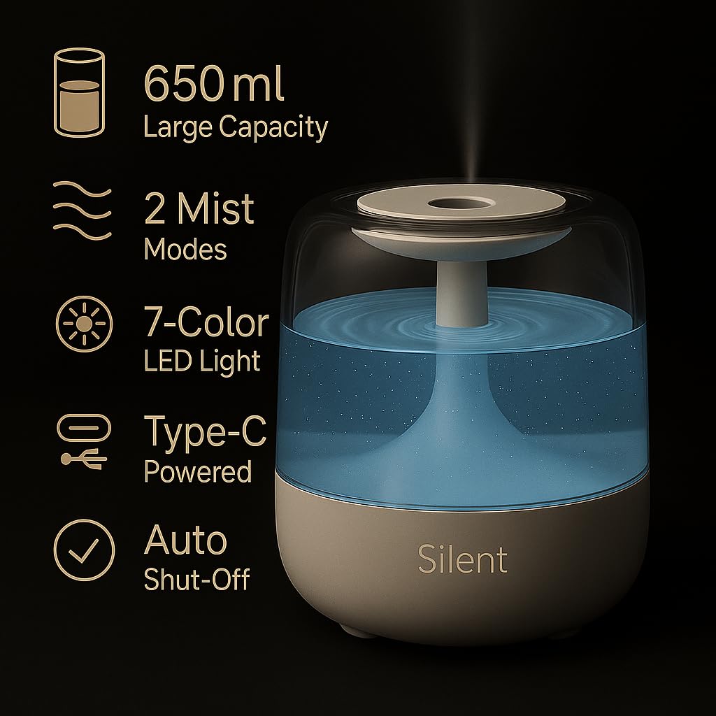 RYM Cool Mist Home Humidifier for Bedroom, Living Room & Off -6