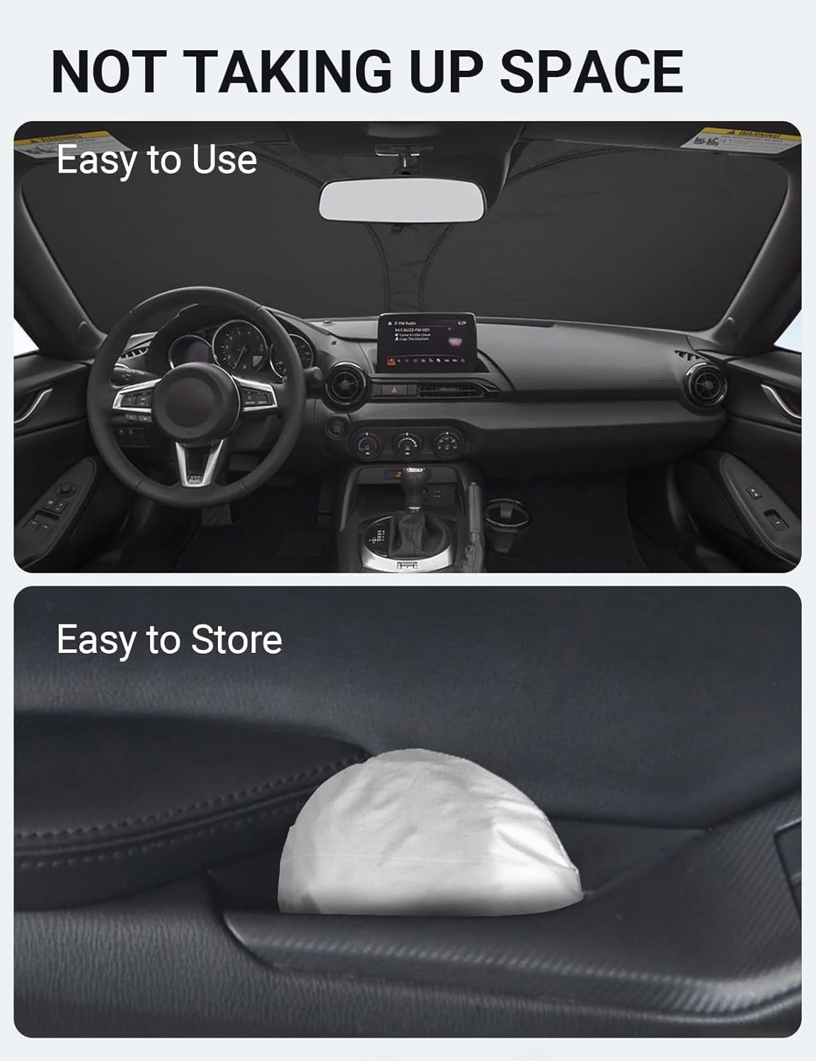 Proadsy Front Windshield Sun Shade Foldable Sunshade Protector Custom Fit Mazda MX-5 Miata Convertible 2017 2018 2019 MX5 Accessories 2024 Upgrade