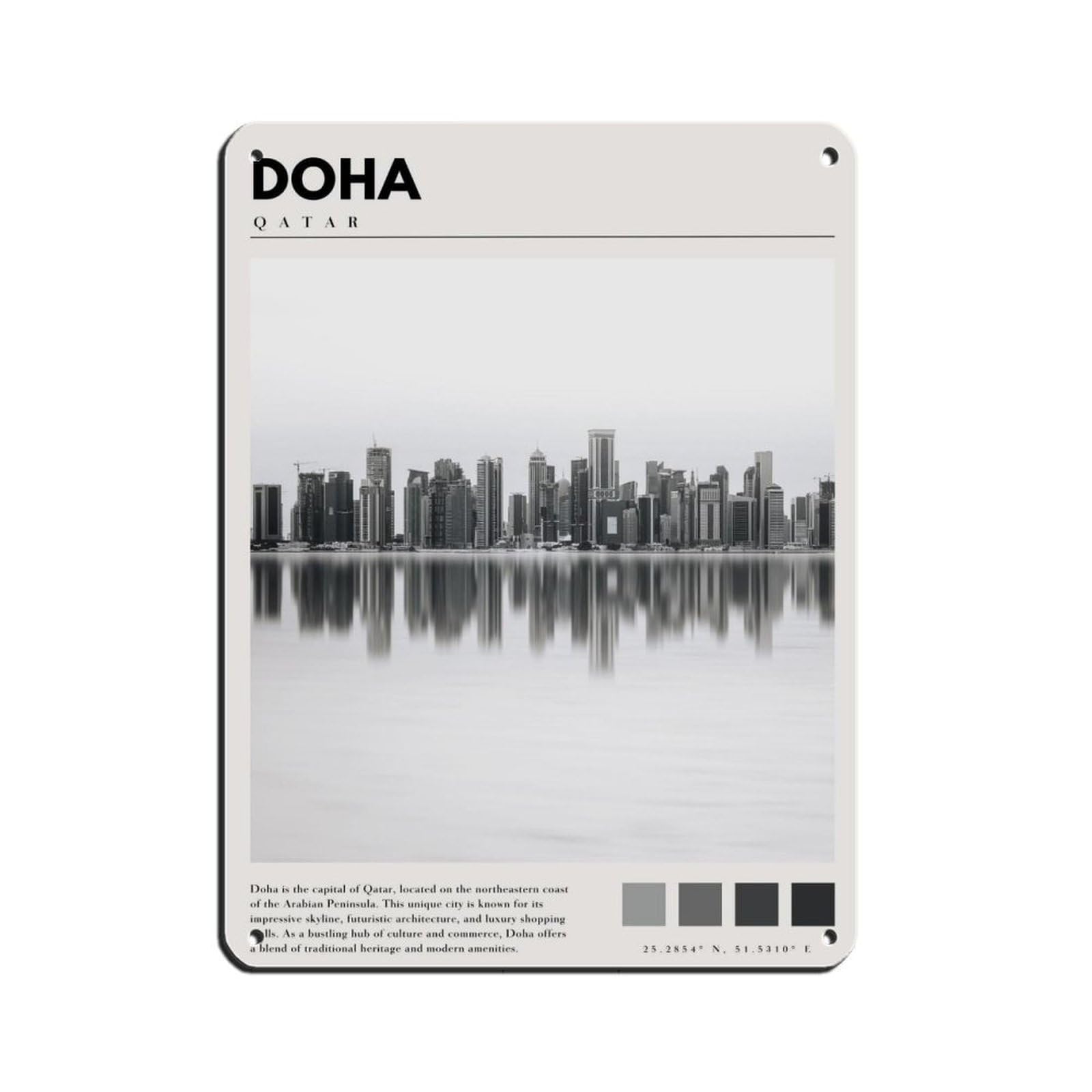 Doha Photo Art Doha Photography Poster Retro Poster Metal Tin Sign Chic Art Retro Iron Painting Bar People Cave Cafe Family Garage Poster Wall Decoration 12x16inch(30x40cm)