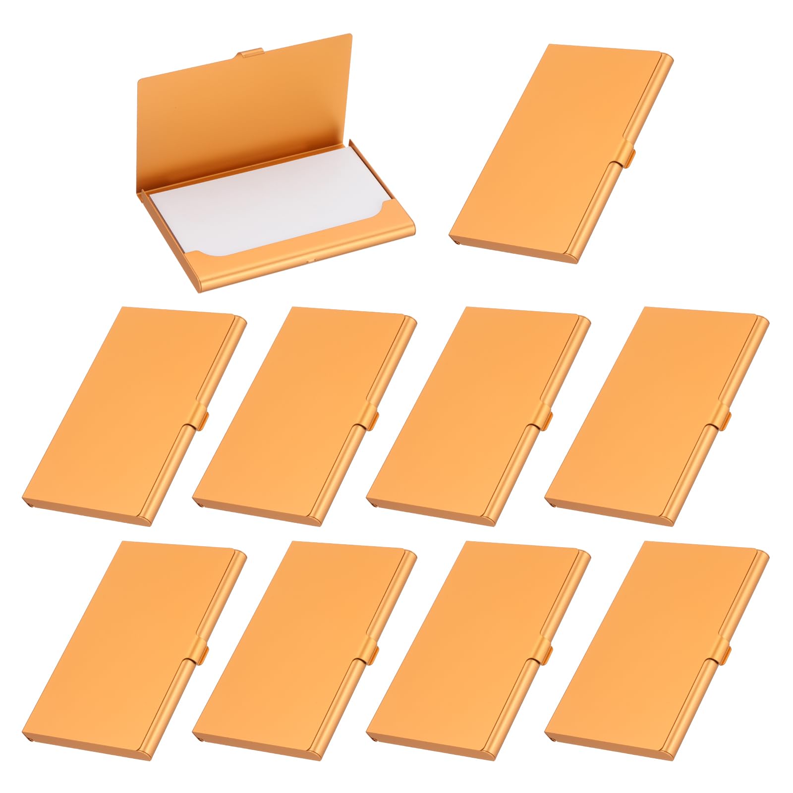 PATIKIL Business Card Holder, 10Pcs Aluminum Metal Card Case Professional Pocket Card Holder for Name Card Credit Card, Orange