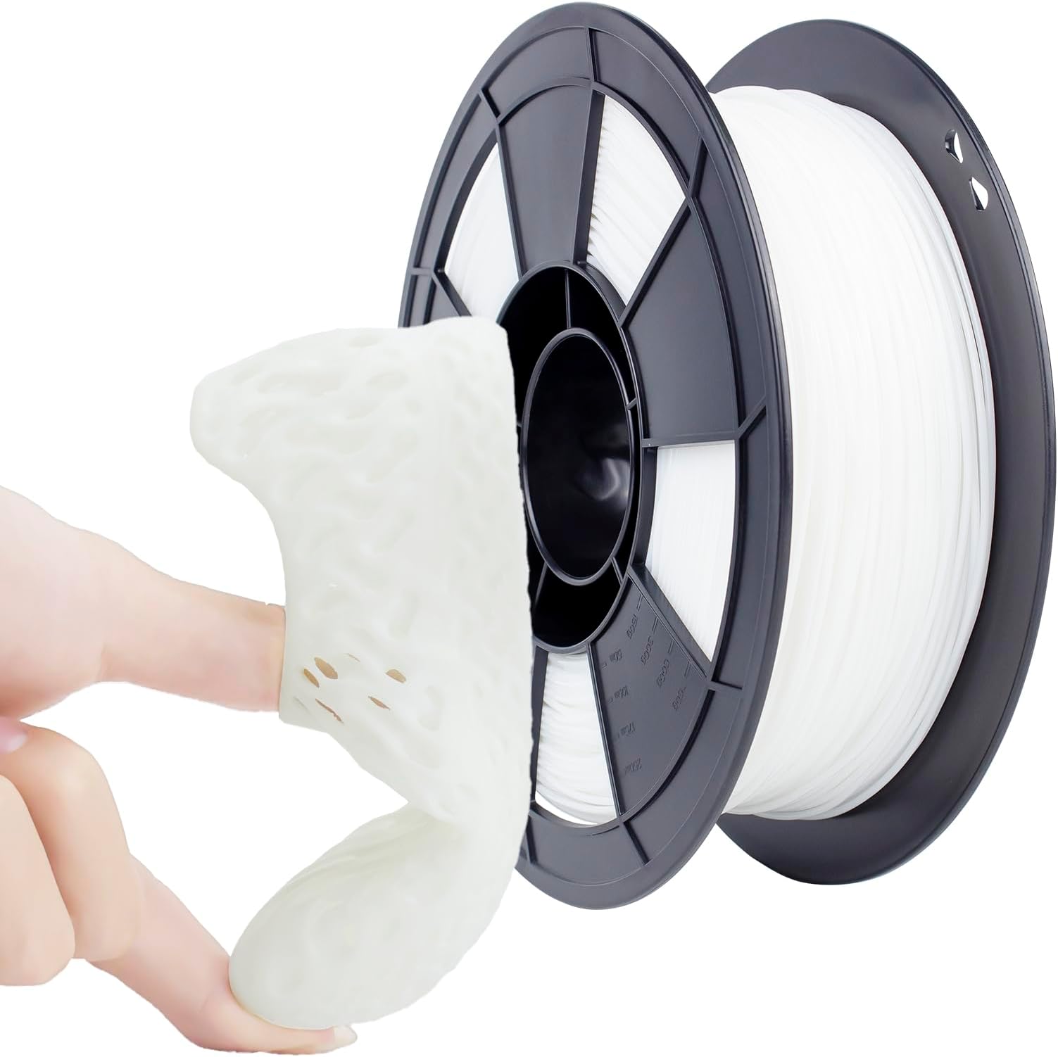 ZIRO 95A TPU Filament 1.75mm, 3D Printer Filament TPU Flexible Filament | Soft TPU 0.8KG Spool, Higher Strength, Dimensional Accuracy +/- 0.05mm, Fit Most FDM 3D Printer, White