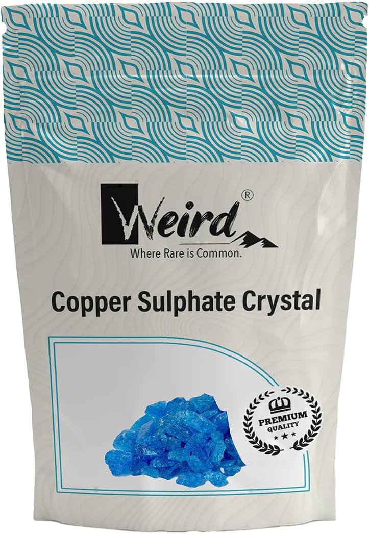 WEIRD Copper Sulphate Crystal 10g | Copper Sulfate | Neela Thotha for Agriculture Fungicide, Algaecide, Root Killer, Water Treatment and Industrial Use