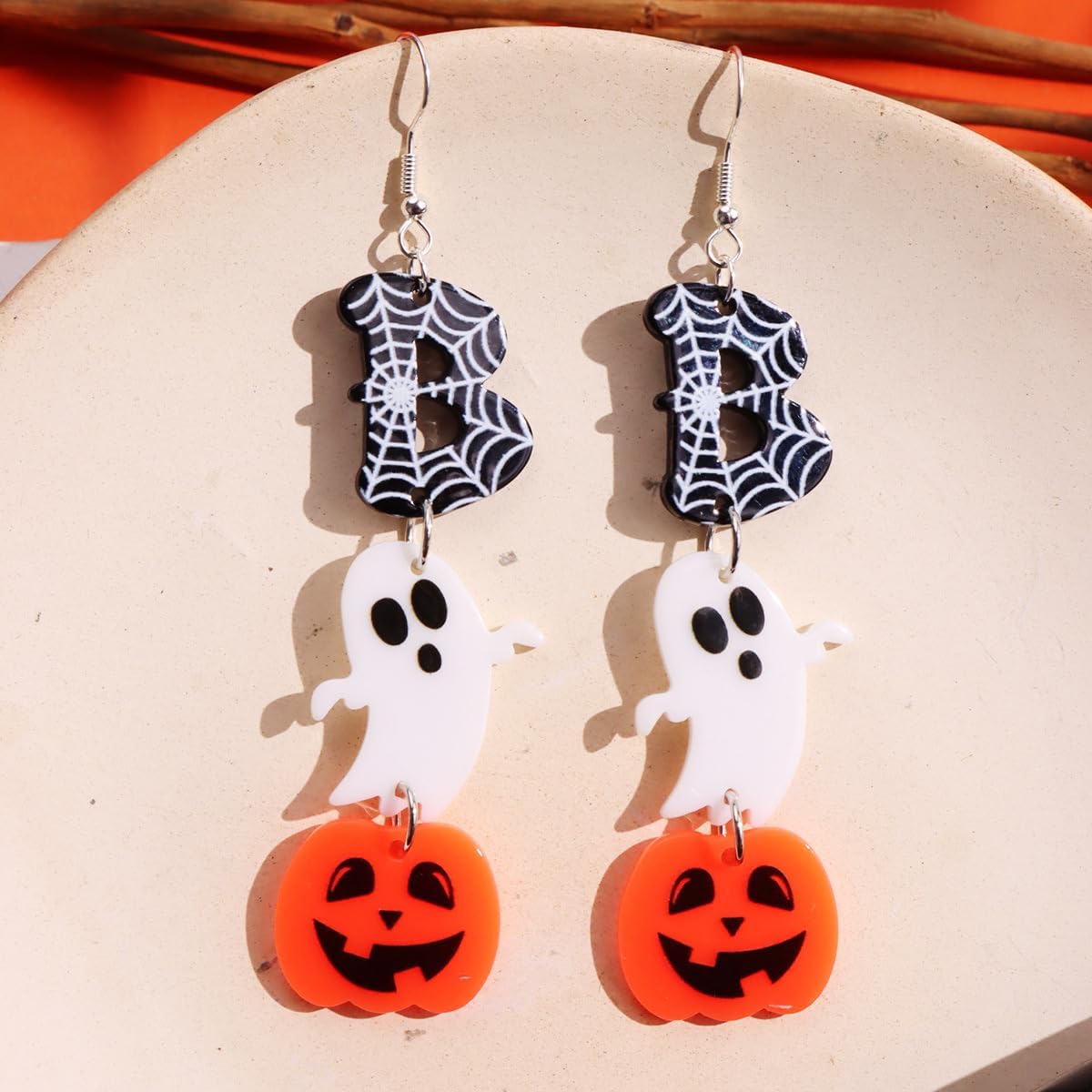 Halloween Acrylic Earrings Witch Bat Ghost Pumpkin Earrings Scary Funny Halloween Earrings Cosplay Party Supplies Favors Gifts for Women - Image 4