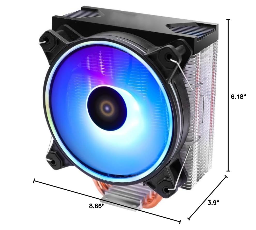 Diagram showing the dimensions of the CPU cooler