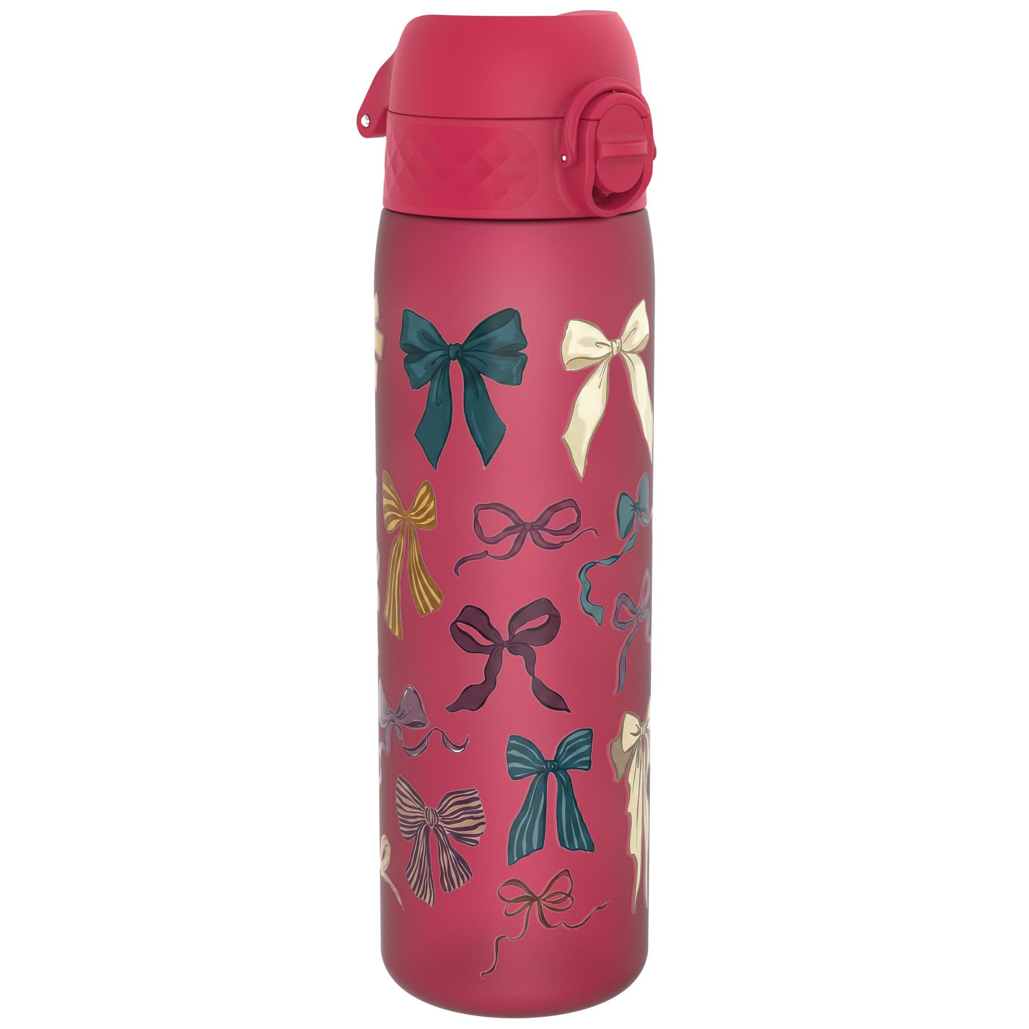 ION8 Butelka na Wodę, 500 ml/18 oz, Szczelna, Łatwe Otwieranie, Bezpieczny Zamek, Można Myć w Zmywarce, Bez BPA, Higieniczne Pokrycie, Uchwyt do Przenoszenia, Łatwa Czyszczenie, Kokardy