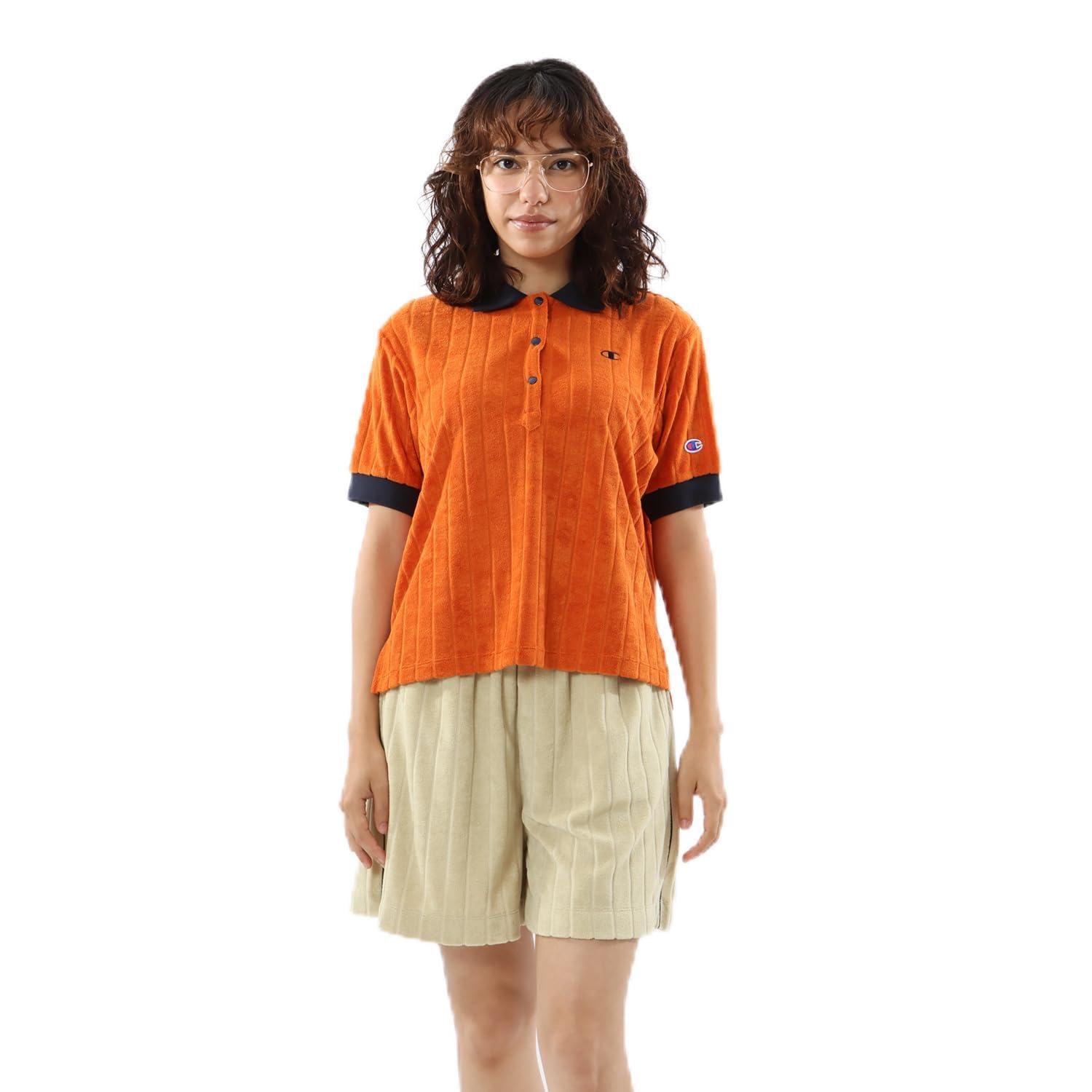 Amazon.co.jp: [チャンピオン] ポロシャツ 半袖 リブ編み 刺繍 ワン