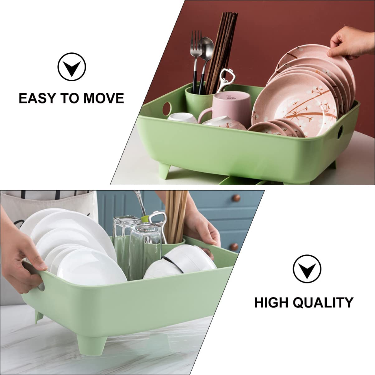 Cabilock 1Pc Organizer da Cucina Ciotola Rack Bacchette Supporto Verde Stoviglie per La Casa Stoviglie Drenanti