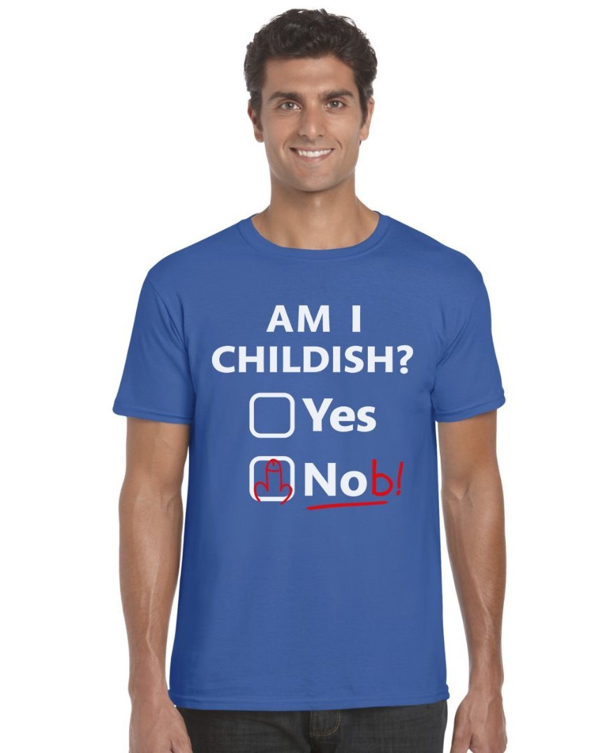 Mellor Design Am I Childish Unisex T-Shirt Funny Geek Nerd Hilarious Joke Blue