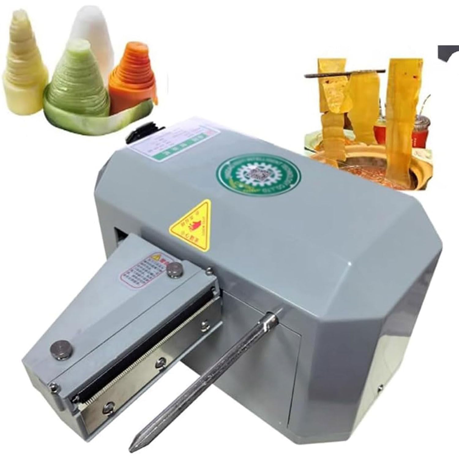 Máquina trituradora eléctrica 3 en 1 de verduras, cortador de verduras en espiral/trituradora/cortador de malla con 3 moldes, cascada comercial y parrilla de patatas para uso doméstico y restaurante