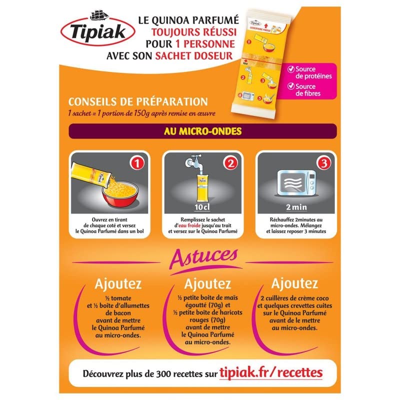 TIPIAK - Quinoa Parfumé 4X60G - le Lot De 4
