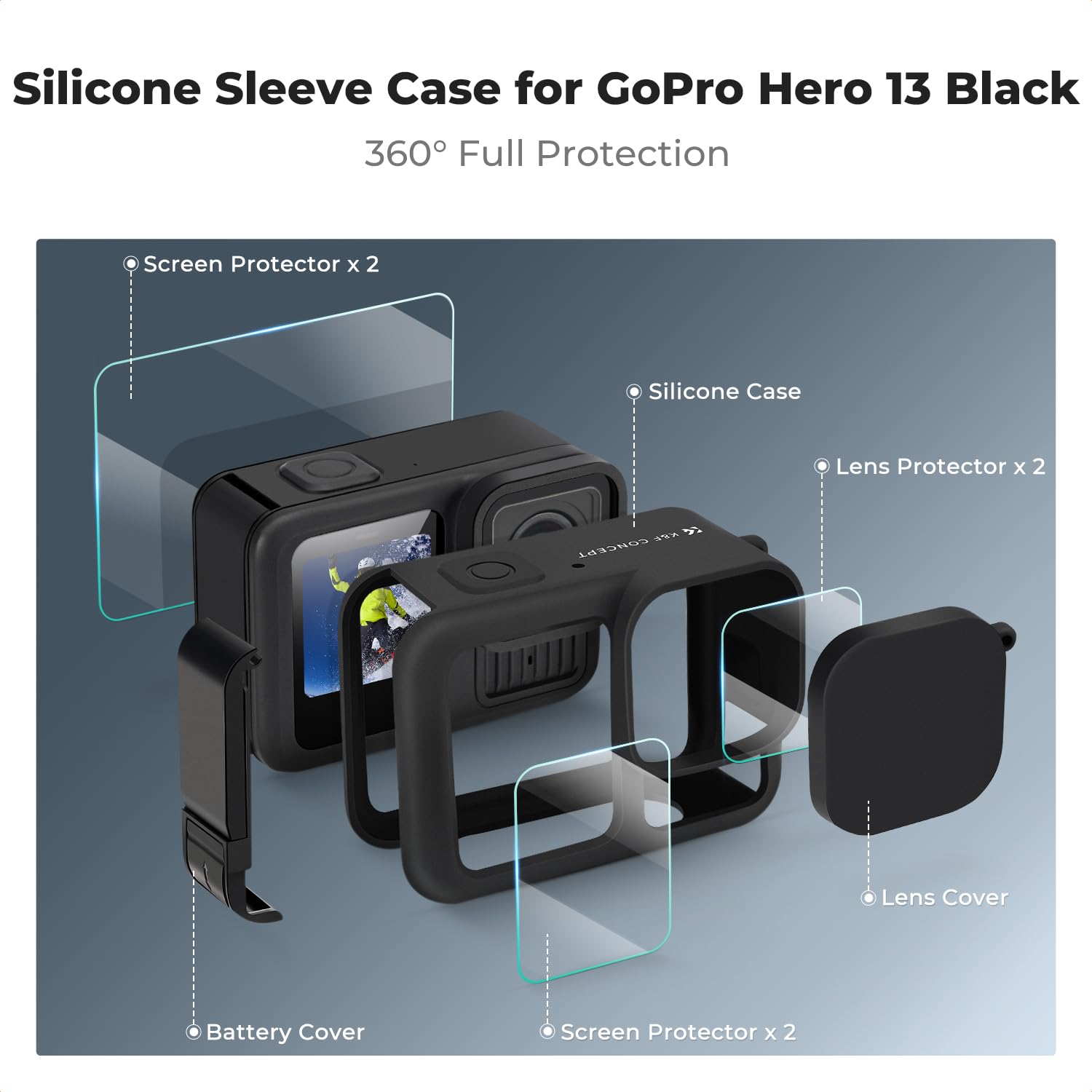 Protezione Gopro Hero 13 Custodia Silicone GoPro Hero 13 Black - Kit Protezione Completa Con Pellicole E Accessori Cover Protettiva Gopro
