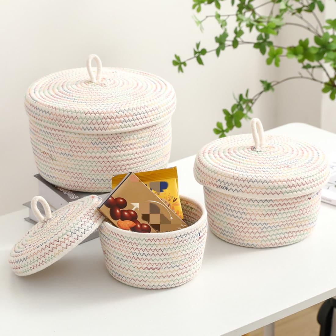 Panier De Rangement En Corde De Coton Icegrey - Petit Kaki Pour Chambre Bébé