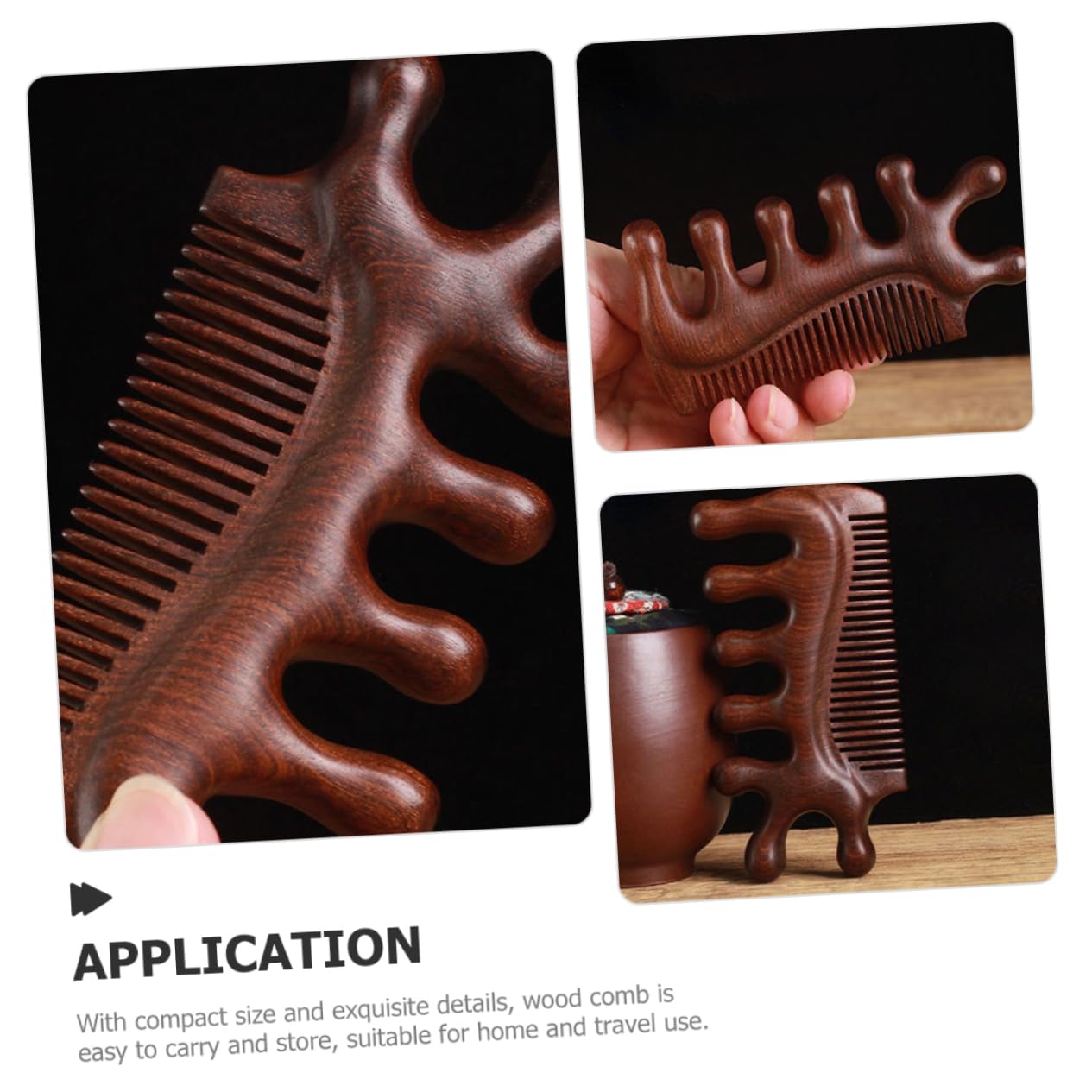 BESTYASH Ergonomic Sandalwood Massage Comb Head Scalp Scratcher for Wide Tooth Hair Comb for