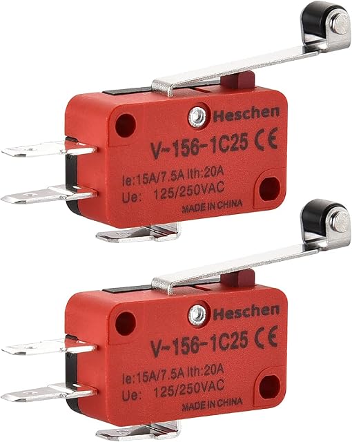 Heschen Micro Switch V-156-1C25 SPDT Long Roller Lever 20A 250VAC 2 Pack