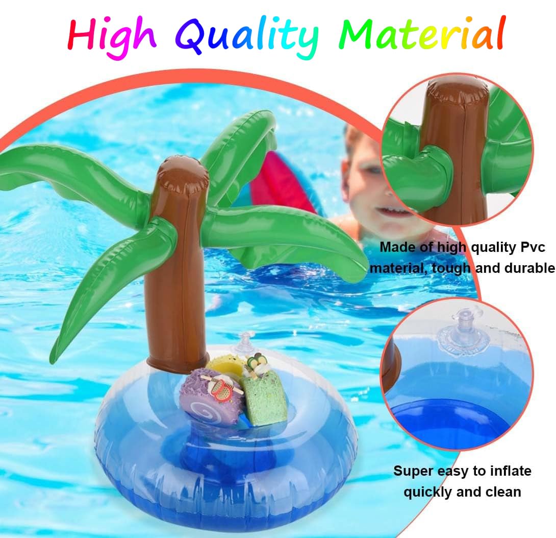 Lot De 9 Porte-gobelets Gonflables Pour Piscine - Designs Fun, Avec Pompe à Air