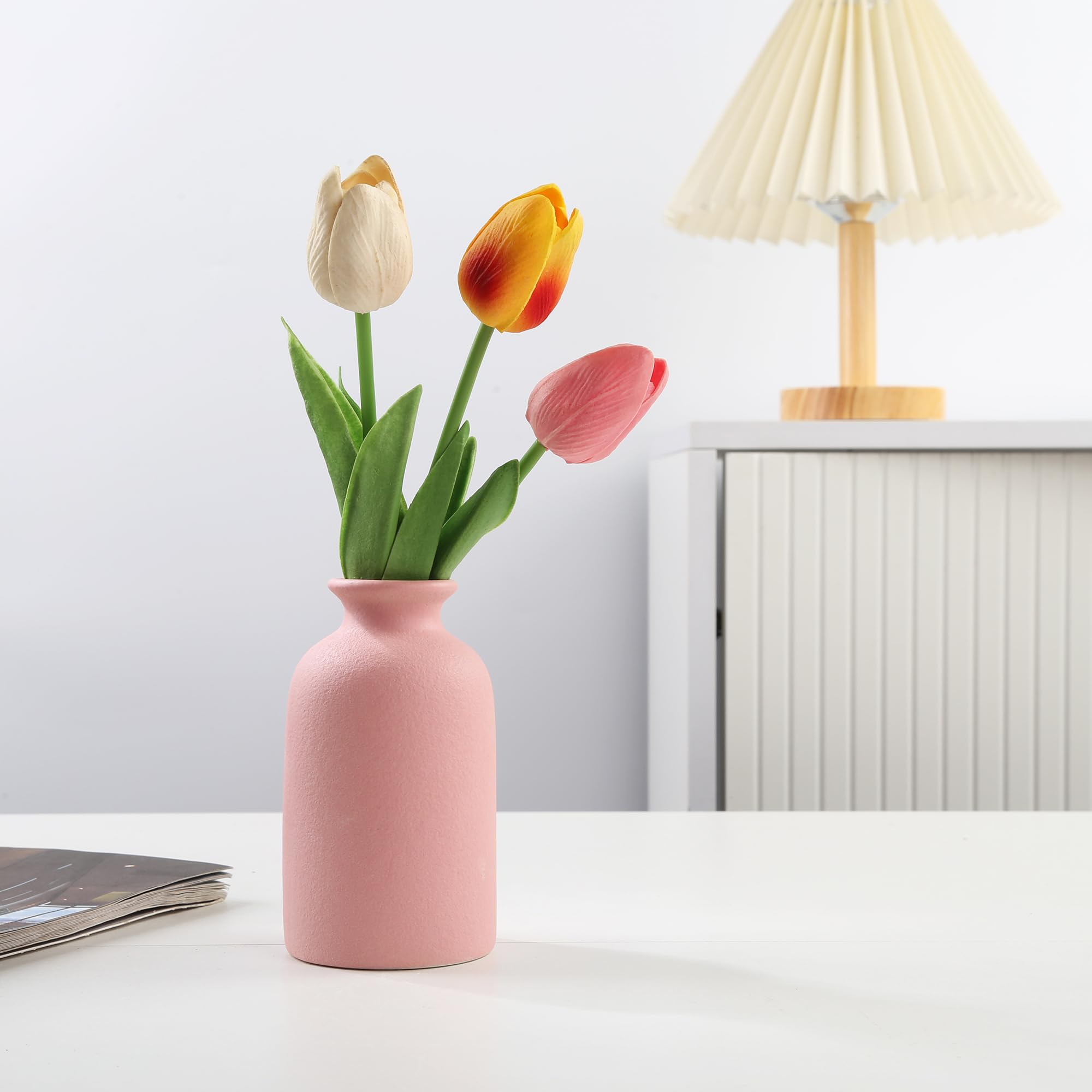 Small Pink Ceramic vase Dry Flower Vases for Home Decoration Bohe