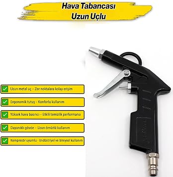 Jouis Hava Tabancası Uzun Ağızlı Uçlu Hava Üfleme Tabancası Profesyonel Temizlik Toz Giderme Tabancası Kompresör